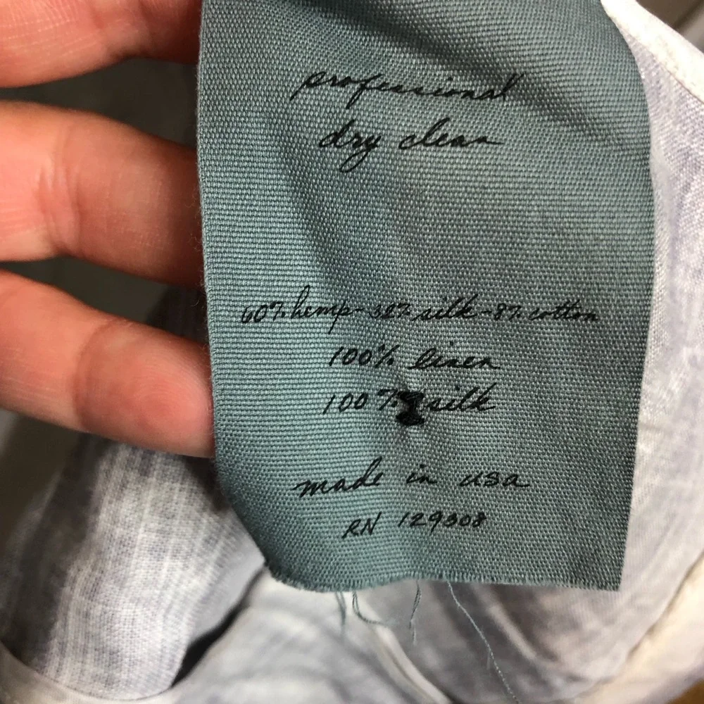 Raquel Allegra Indigo Linen Blend One Button Blazer Jacket - Picture 10 of 12